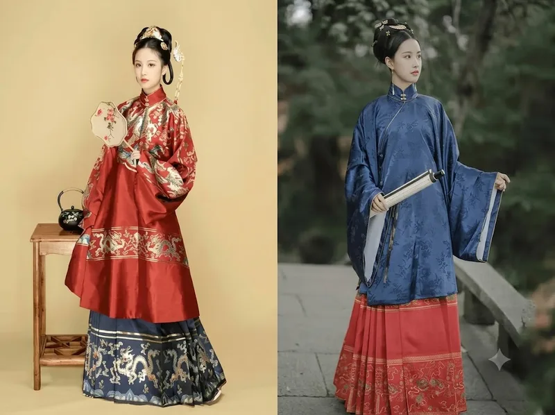 Hán phục Hanfu nổi bật với cổ áo giao nhau và nhiều lớp vải