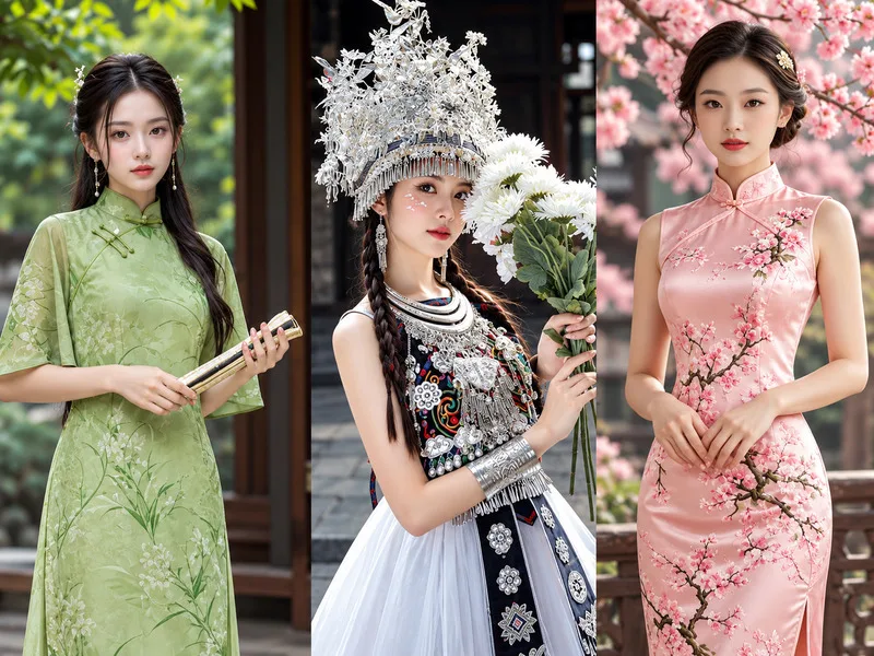 Lụa, gấm và hoa văn thêu tạo nét đẹp cho trang phục Trung Quốc